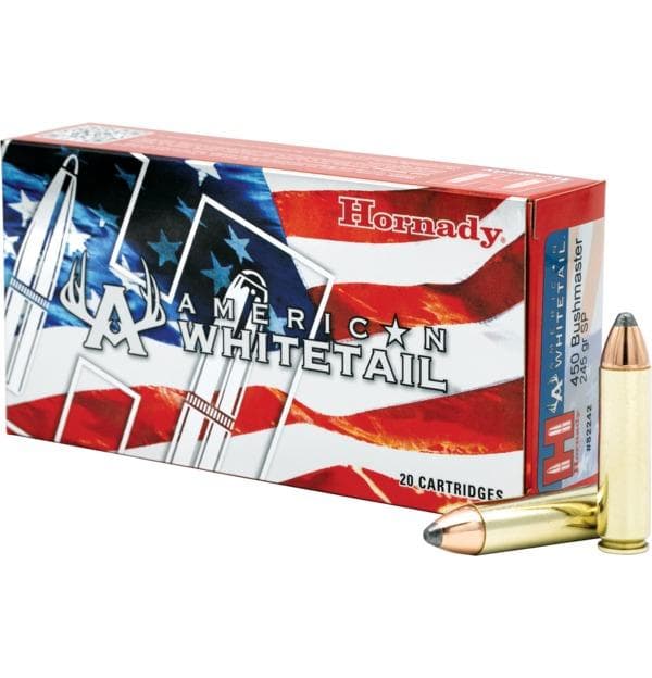 Hornady American Whitetail Rifle Ammunition .450 Bushmaster 245 gr Interlock SP 2200 fps 20/ct