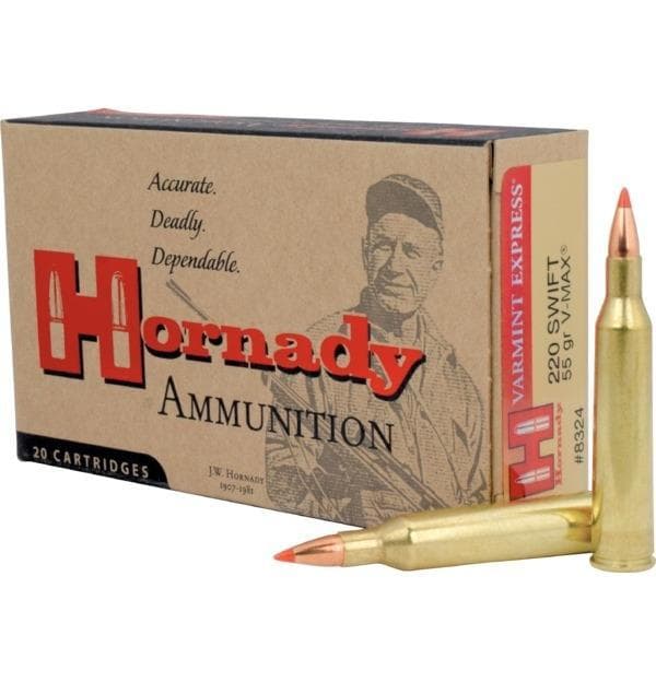 Hornady Varmint Express Rifle Ammunition .220 Swift 55 gr V-MAX 3253 fps 20/ct