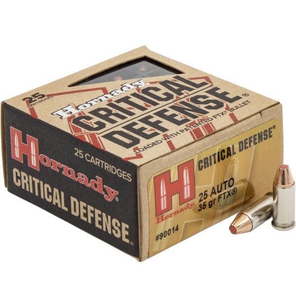 Hornady Critical Handgun Ammunition .25 Auto 35 gr FTX 900 fps 25/ct