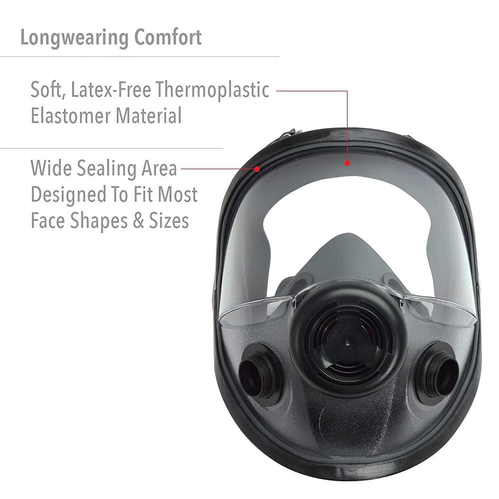 Honeywell North 5400 Series Full Face Respirator Mask with Dual Cartridge Connectors for N Series Filters M/L