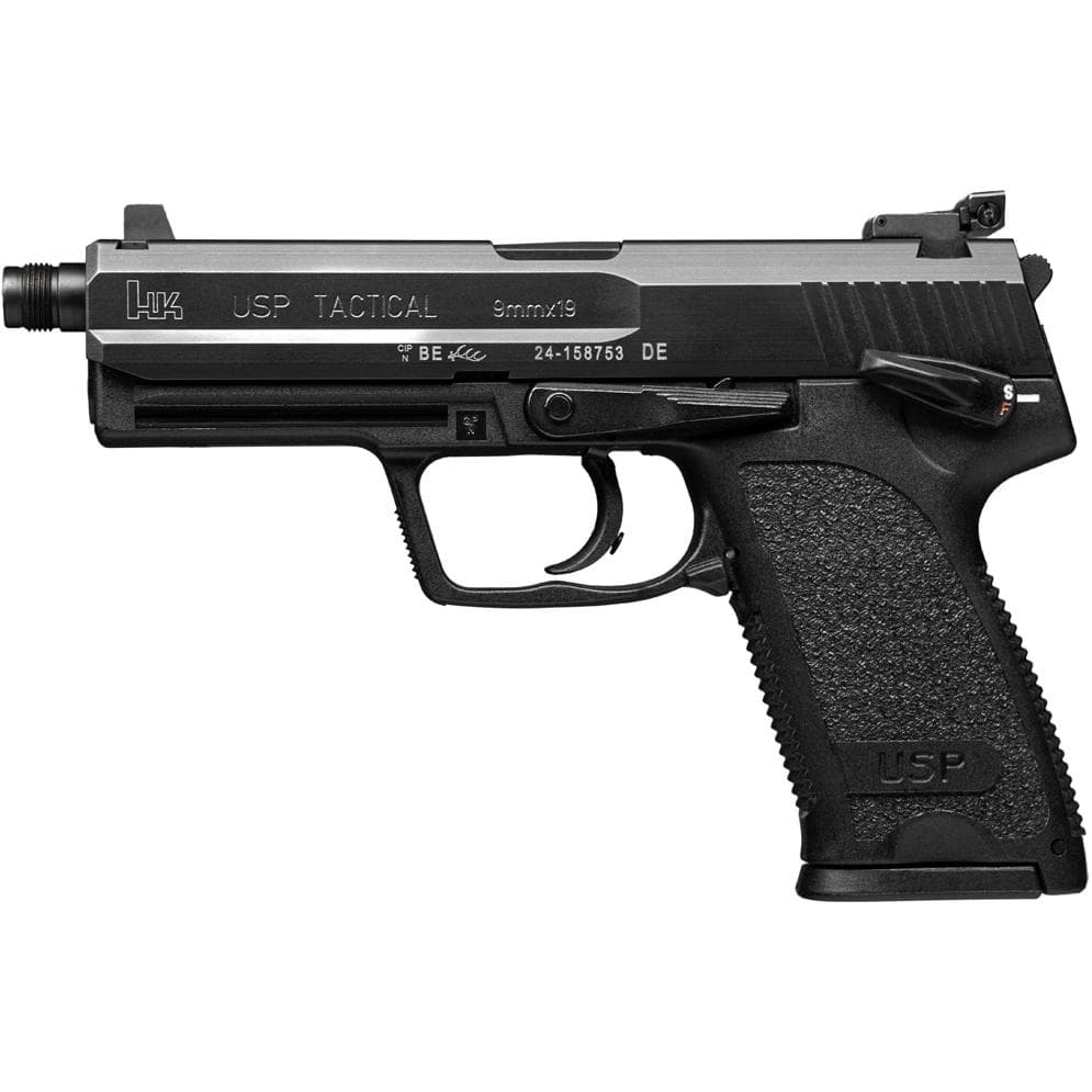 H&K USP9 Tactical Handgun 9mm Luger 10rd Magazines(2) 4.86" Threaded Barrel V1 DA/SA Decocking Lever