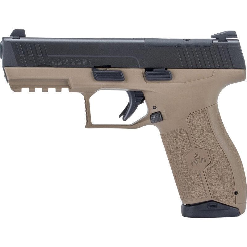IWI Masada Handgun 9mm Luger 17rd Magazines (2) 4.1" Threaded Barrel FDE with Black Slide