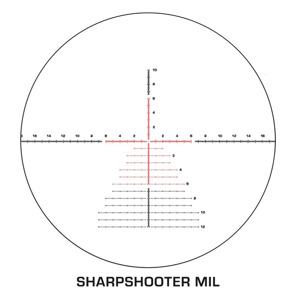 Swampfox Warhawk 5-25x56 Rifle Scope FFP Sharpshooter MIL Reticle Black