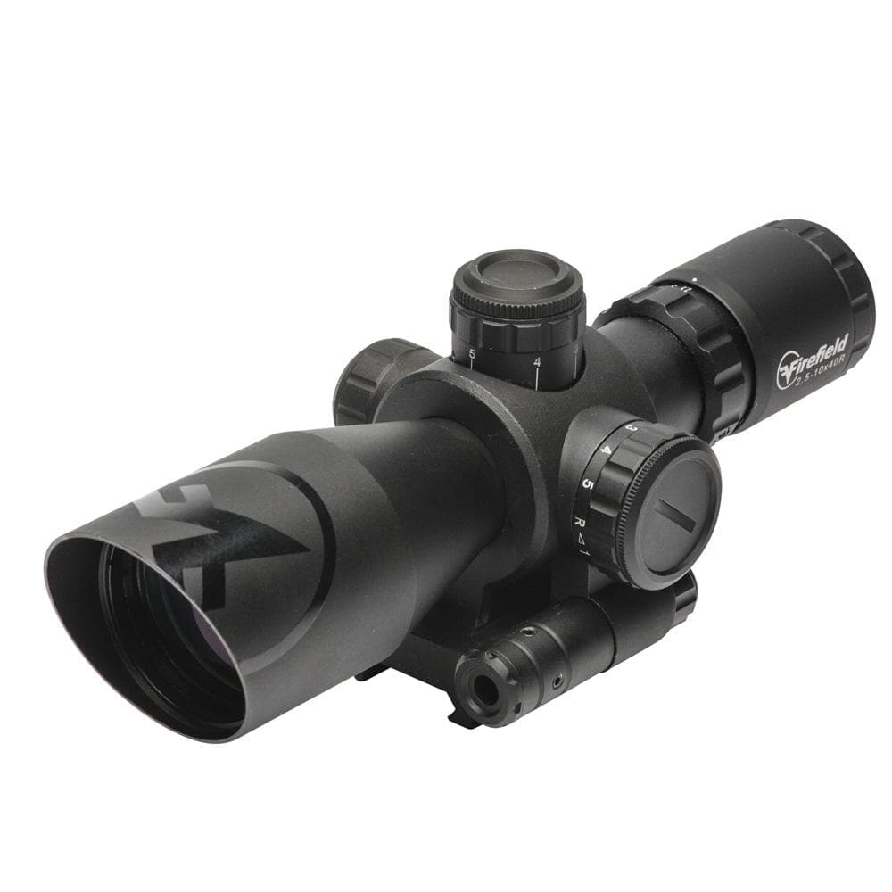 Firefield Barrage Rifle Scope - 2.5-10x40mm Red Laser Mil Dot Reticle Black Matte