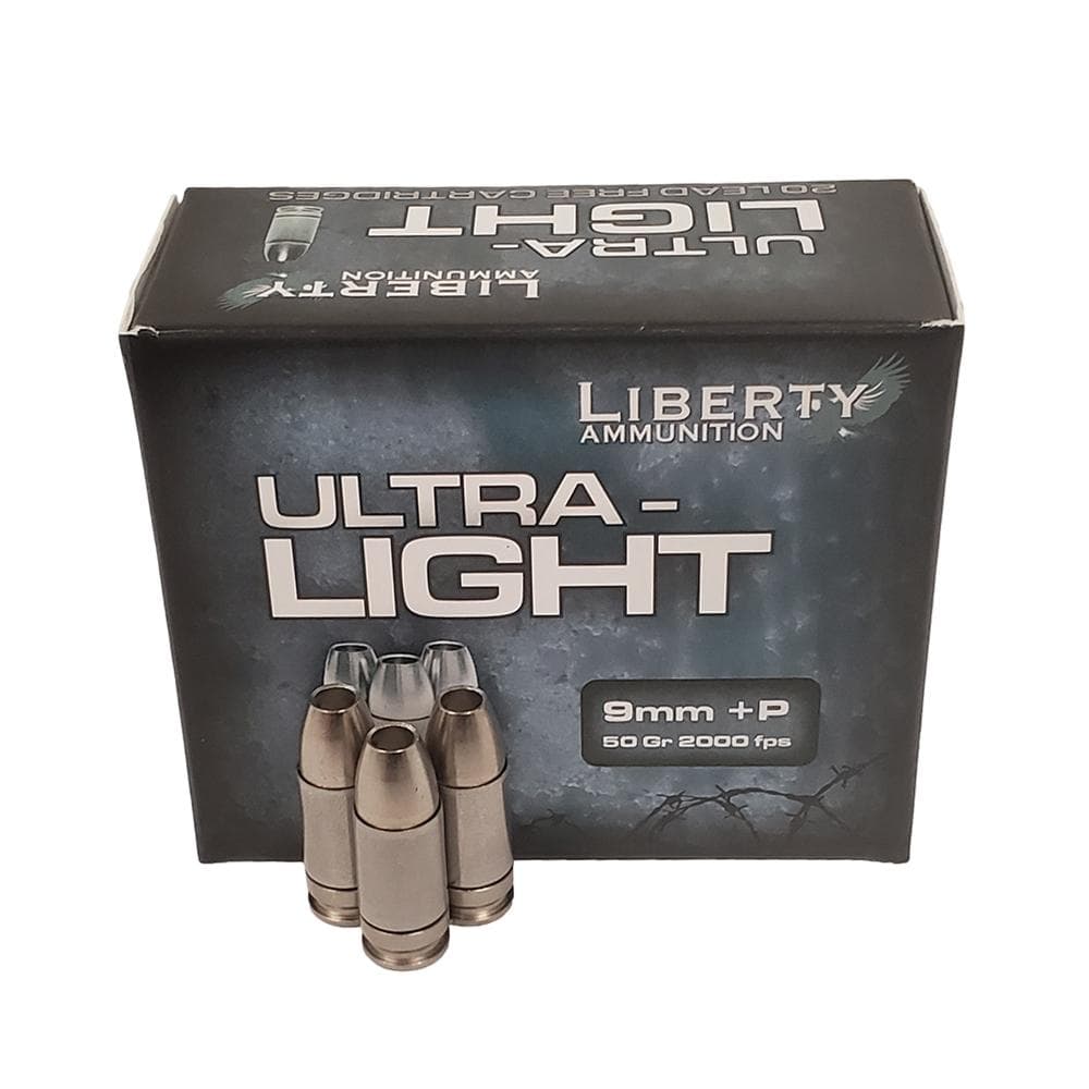 Liberty Ammunition Ultra-Light Ammunition 9mm +P 50 gr. Copper Mono.Frag HP 20/ct
