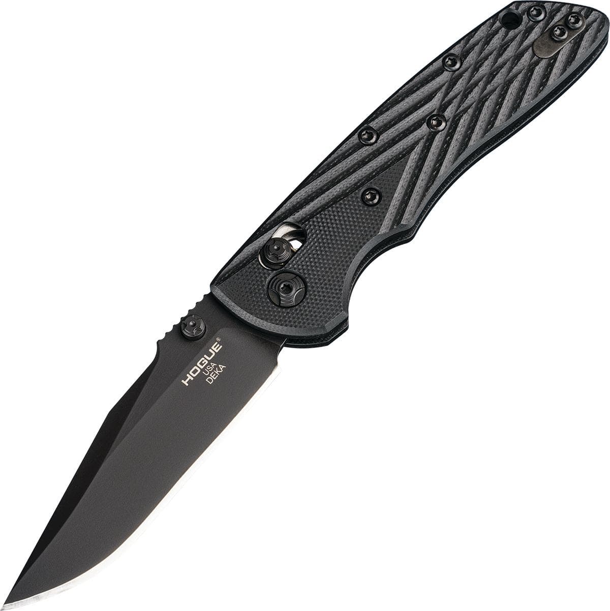 Hogue Deka 3.25" ABLE Lock Folder Clip Point Blade Blk Finish G-10 - Solid Blk