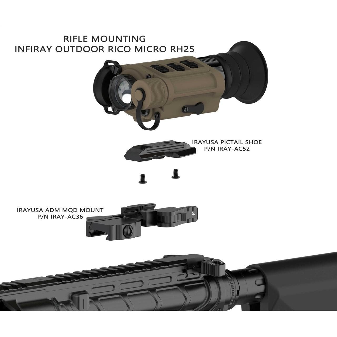 InfiRay Rico Micro V2640 12 Micron 25mm FDE Hand Held / Stand Alone Weapon Sight / Clip-On Mode / Weapon Mounts Optional