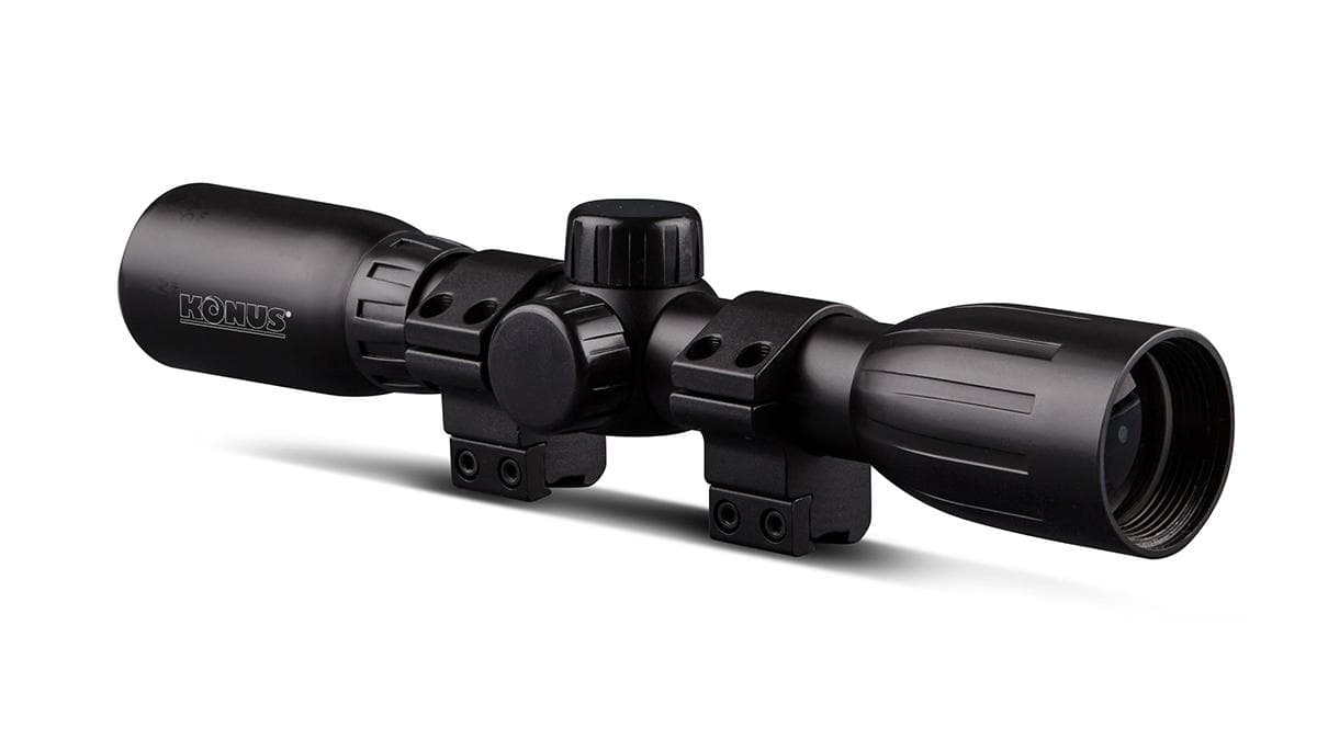 Konus KONUSFIRE 4x32mm Rifle Scope w/.22 Dovetail Mounting Rings 30/30 Reticle Black Matte