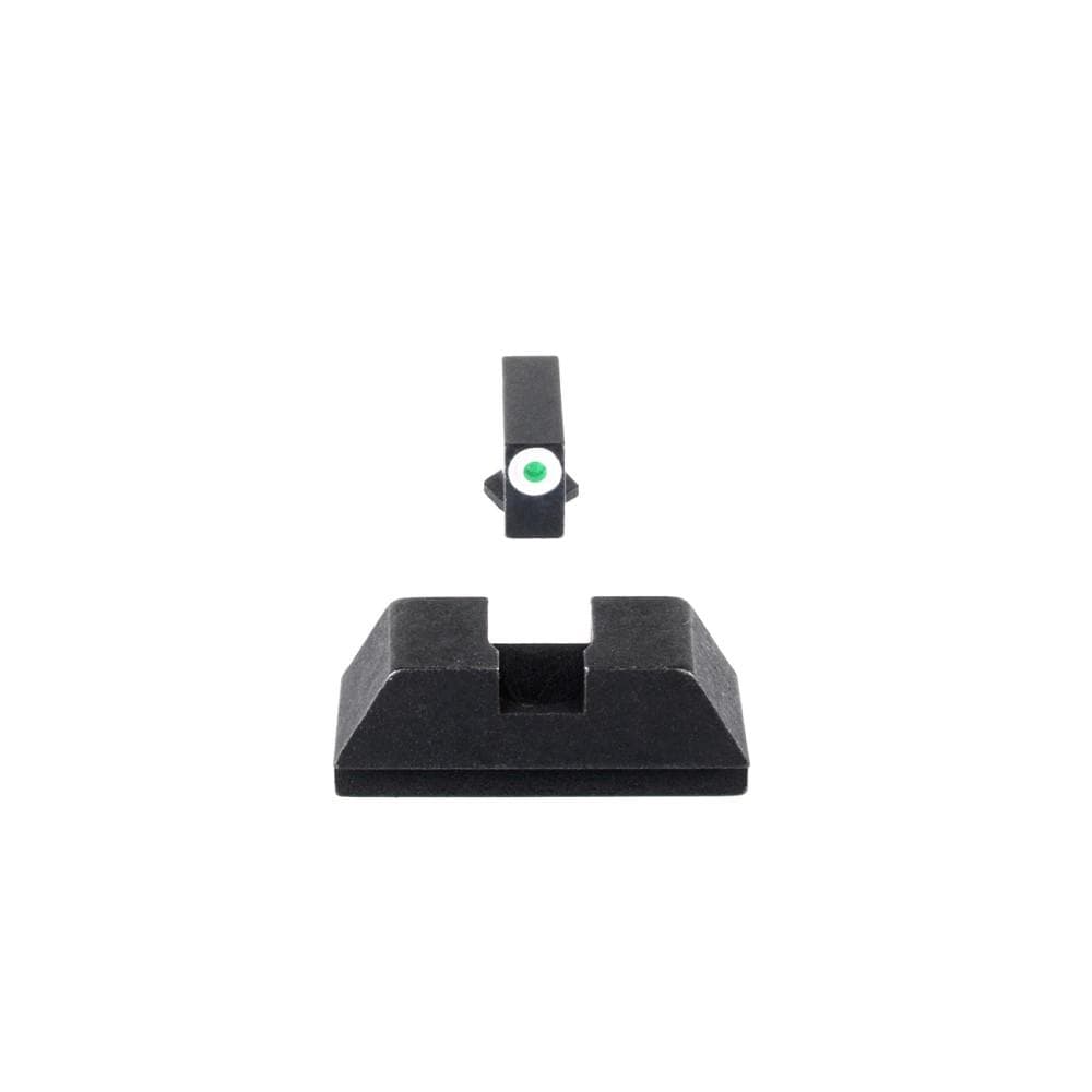 Ameriglo Optics Compatible Tritium Handgun Sight Set for Glock Flat Black .295? Rear 1L Tall Green with White .220? Front