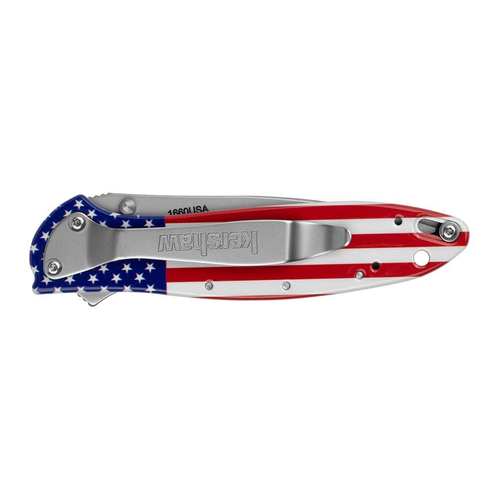 Kershaw Leek Folding Knife 3" Drop Point Blade USA Flag