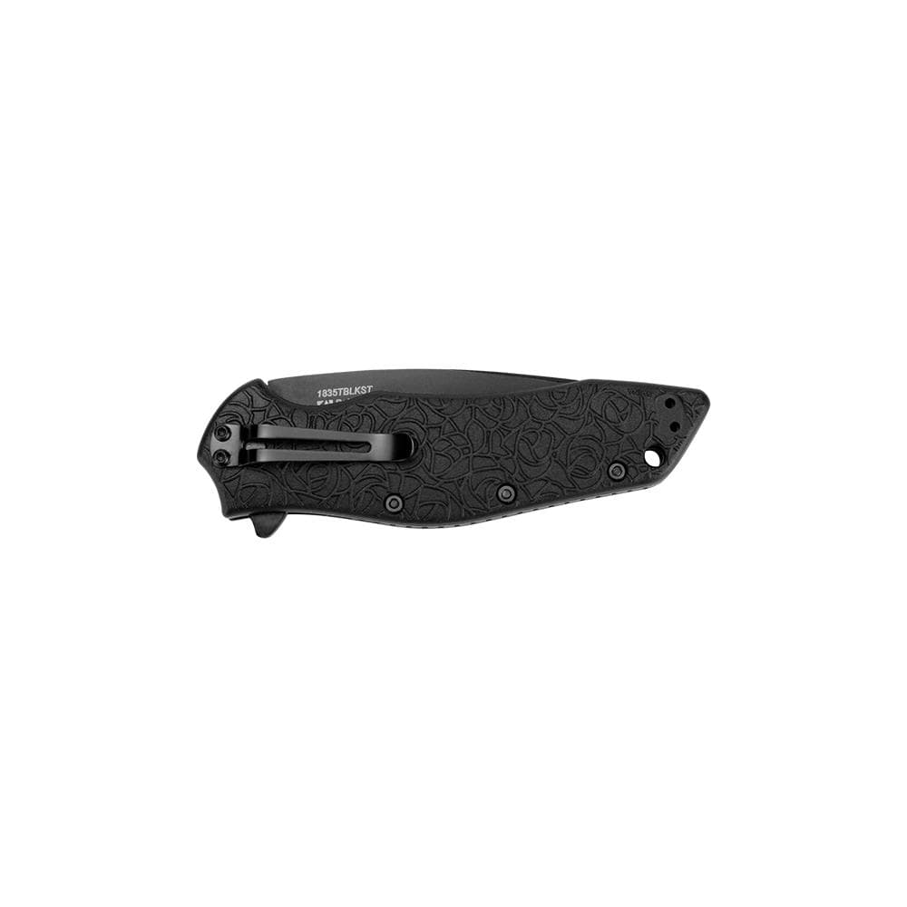Kershaw Kuro Folding Knife 3-1/10" Partially Serrated American Tanto Blade Black