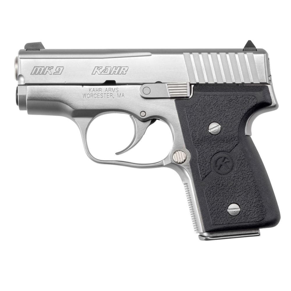 Kahr Arms MK9 Handgun 9mm Luger 6&7rd Magazines (2) 3" Barrel Silver with Black Grips CA Compliant