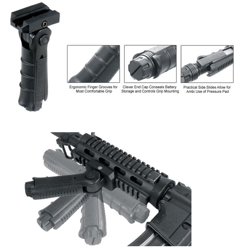 Leapers Ergonomic Ambidextrous 5-position Foldable Foregrip - Black