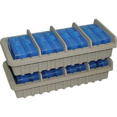 MTM AR9M Ammo Rack with 8 P50-9M-24 Ammo Boxes Clear Blue and Dark Earth