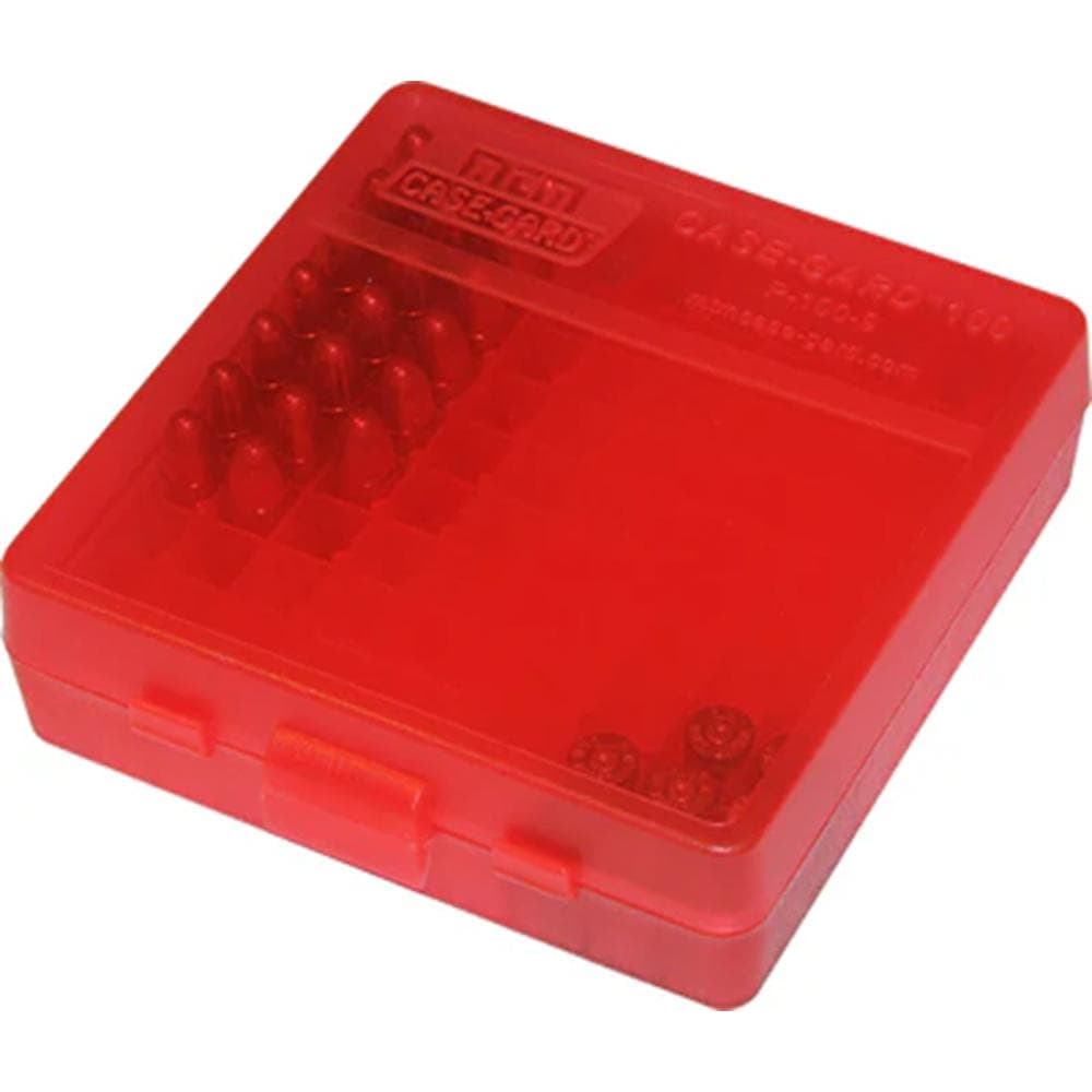 MTM Flip Top Ammo Box for 40/10mm/.45 ACP 100rd Clear Red