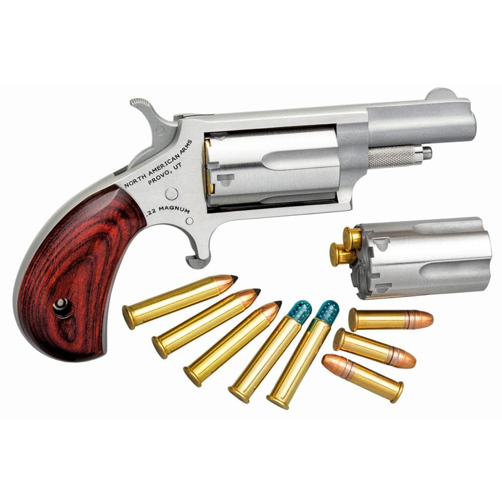 North American Arms 22MC Handgun .22 Mag 5rd Capacity 1.63" Barrel Silver with Wood Grips