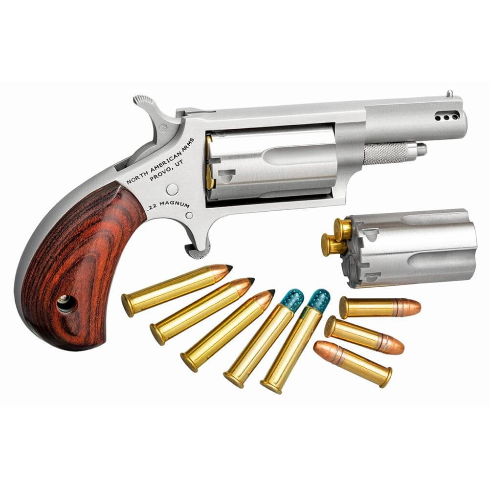 North American Arms Ported Magnum Handgun .22 WMR 5rd Capacity 1.63" Barrel Silver with Rosewood Grips