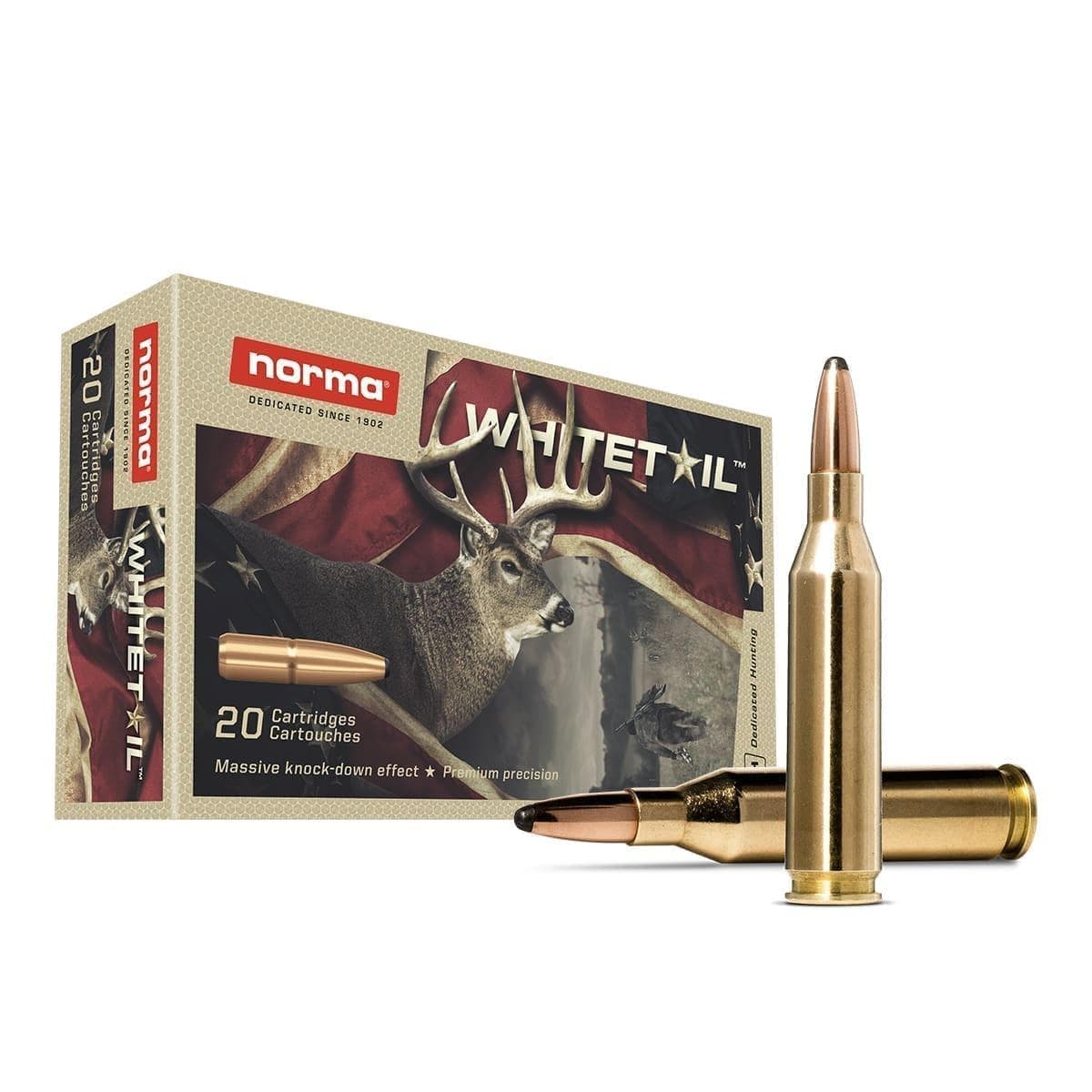 Norma WhiteTail Rifle Ammunition .243 Win 100gr PSP 2953 fps 20/ct