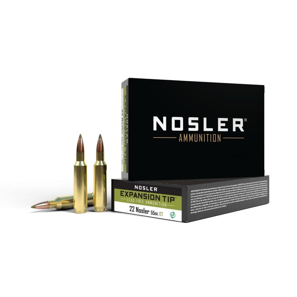 Nosler E-Tip rifle Ammunition .22 Nosler 55gr ET 3500 fps 20/ct