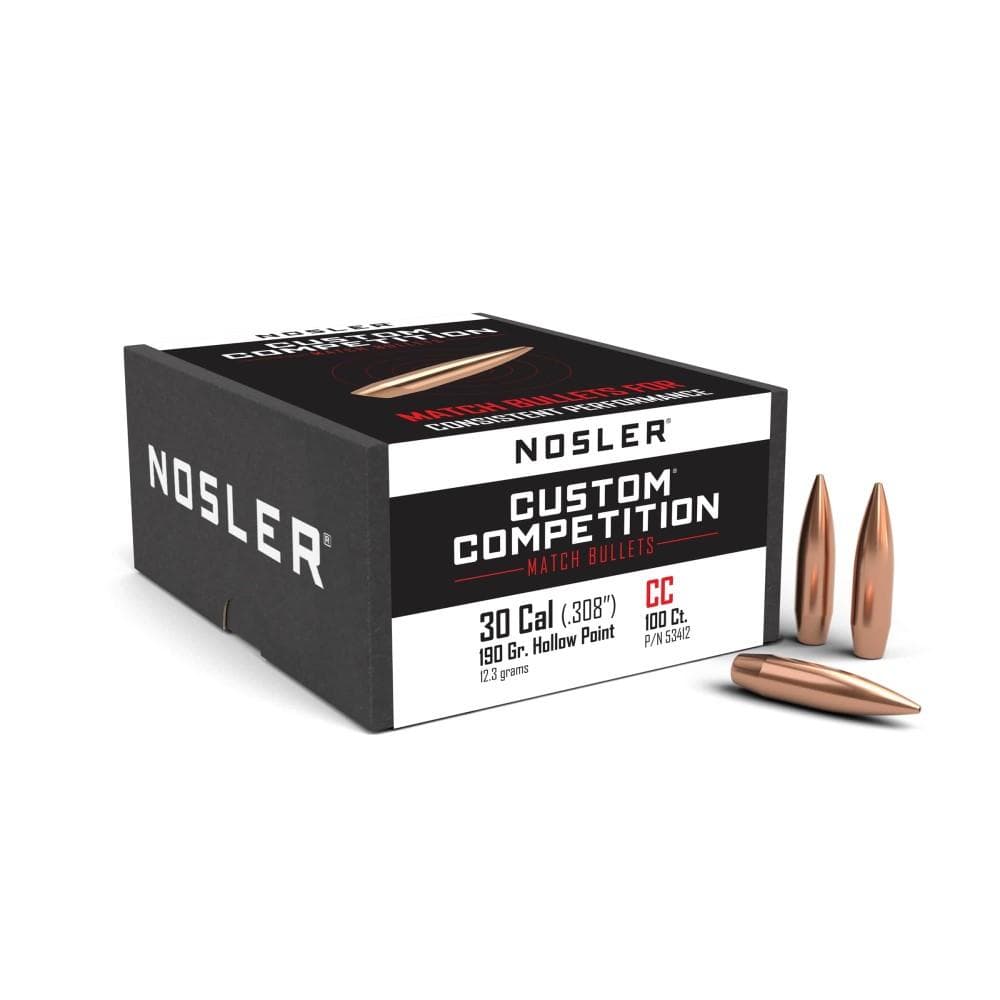 Nosler Custom Competition Rifle Bullets .30 cal .308" 190 gr HPBT 100/ct