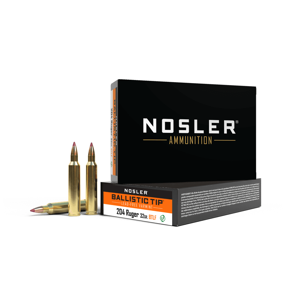 Nosler Lead Free Ballistic Tip Varmint Rifle Ammunition .204 Ruger 32gr PT 3975 fps 20/ct