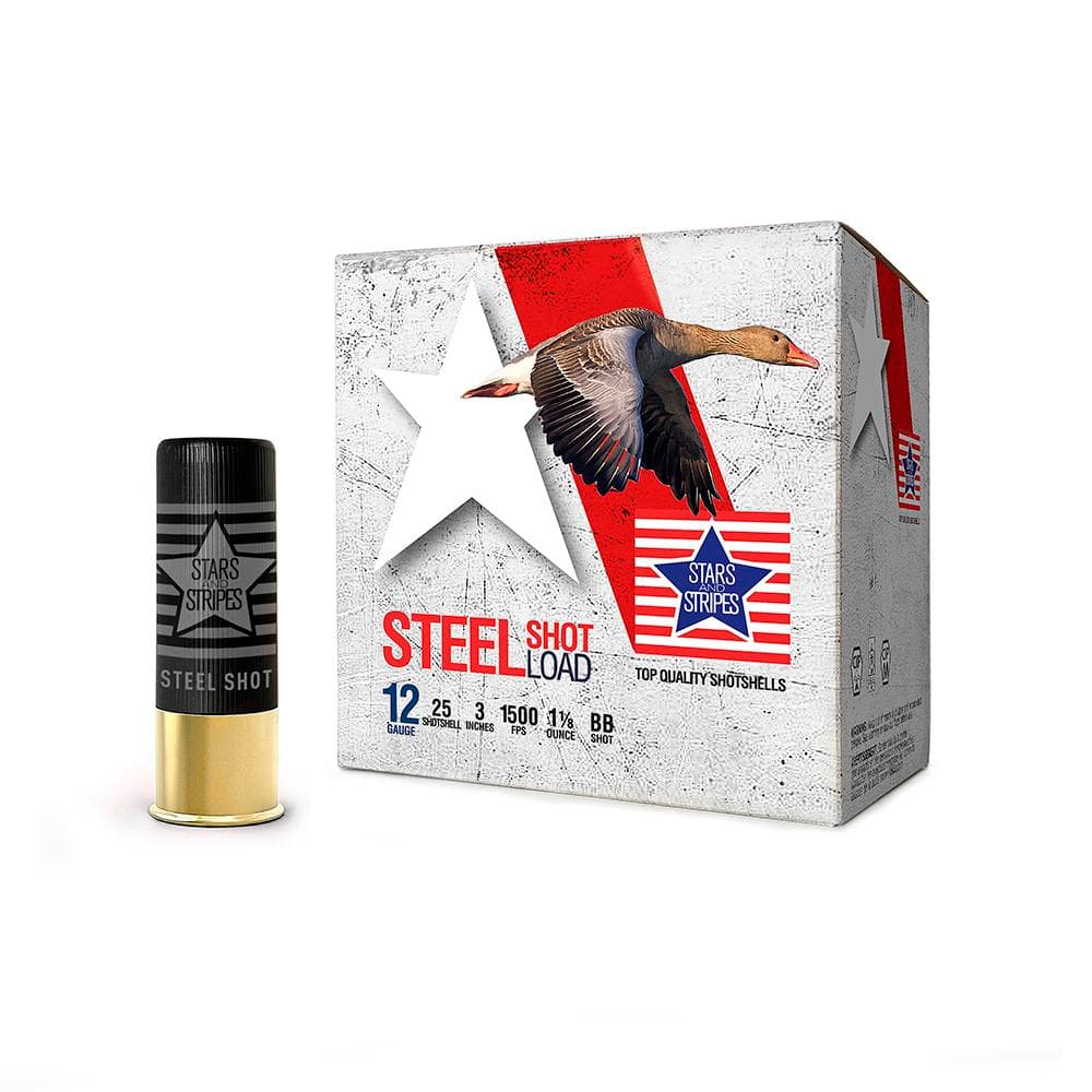 PPU Stars & Stripes Steel Shotshell 12ga 3'' 1-1/8 oz 1500 fps #BB 25/ct