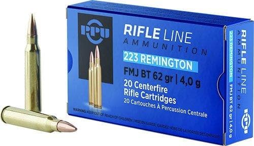PPU Rifle Ammunition .223 Remington FMJ BT 62gr 3042 fps 20/ct