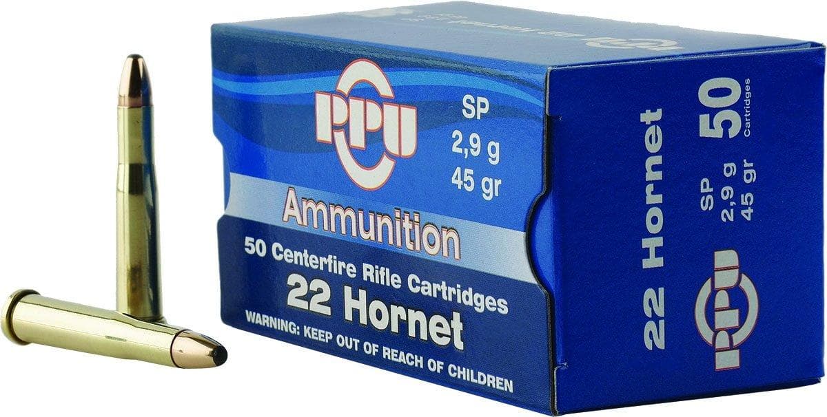 PPU Rifle Ammunition .22 Hornet 45 gr SP 2430 fps 50/ct