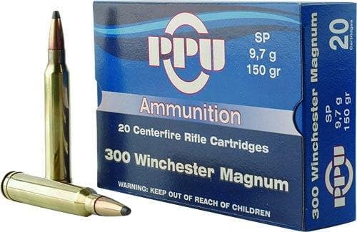 PPU Rifle Ammunition .300 Win Magnum 150 gr SP 3250 fps 20/ct
