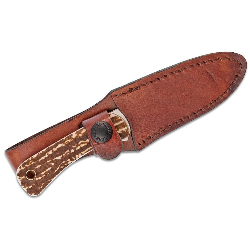 Schrade Uncle Henry 301UH Fixed Knife 3-1/8" Drop Point Blade Brown with Leather Sheath