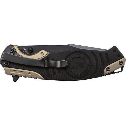 Smith & Wesson M&P Drop Point Folding Knife Liner Lock 3 1/2" Blade Black and Tan