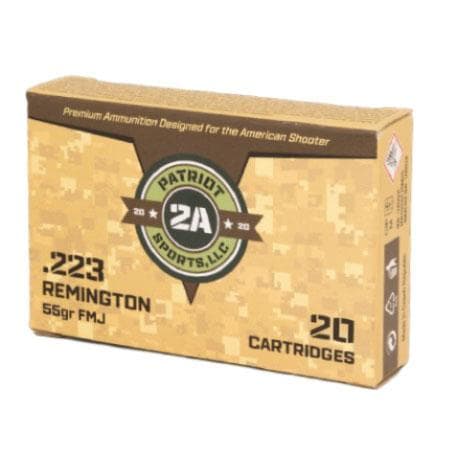 Patriot Sports Rifle Ammunition .223 Rem 55gr FMJ 3280 fps 1000/ct(50-20ct Boxes)