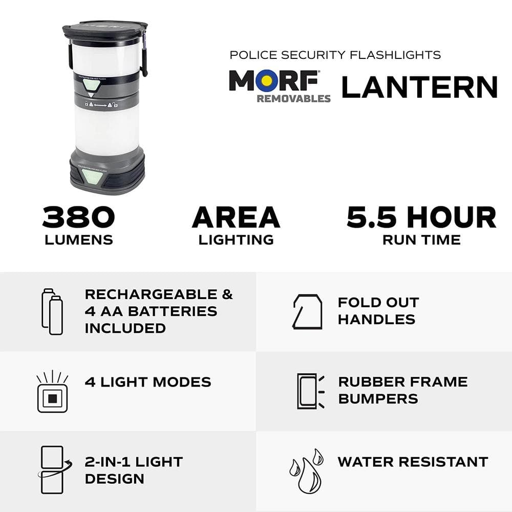 Police Security Flashlights MORF 2-in-1 Lantern 380 Lumen Black