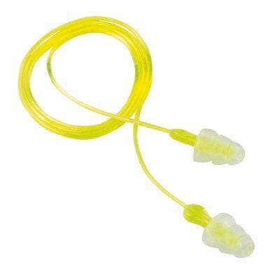 Peltor Sport Tri-Flange Corded Reusable Earplugs Neon Yellow 3 pair/pk