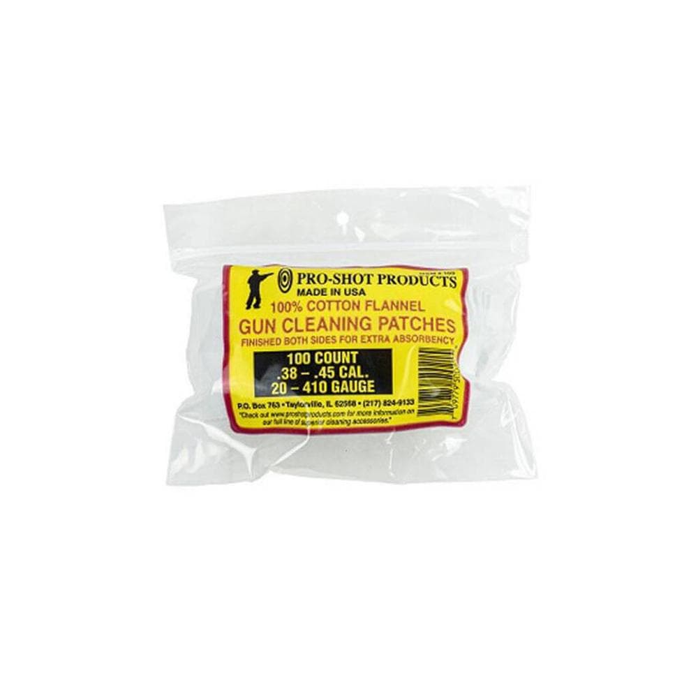 Pro-Shot 100% Cotton Flannel Patches .38-.45 Cal 100/ct