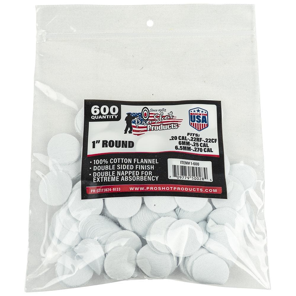 Pro-Shot 1" Round 100% Cotton Patches 600/ct