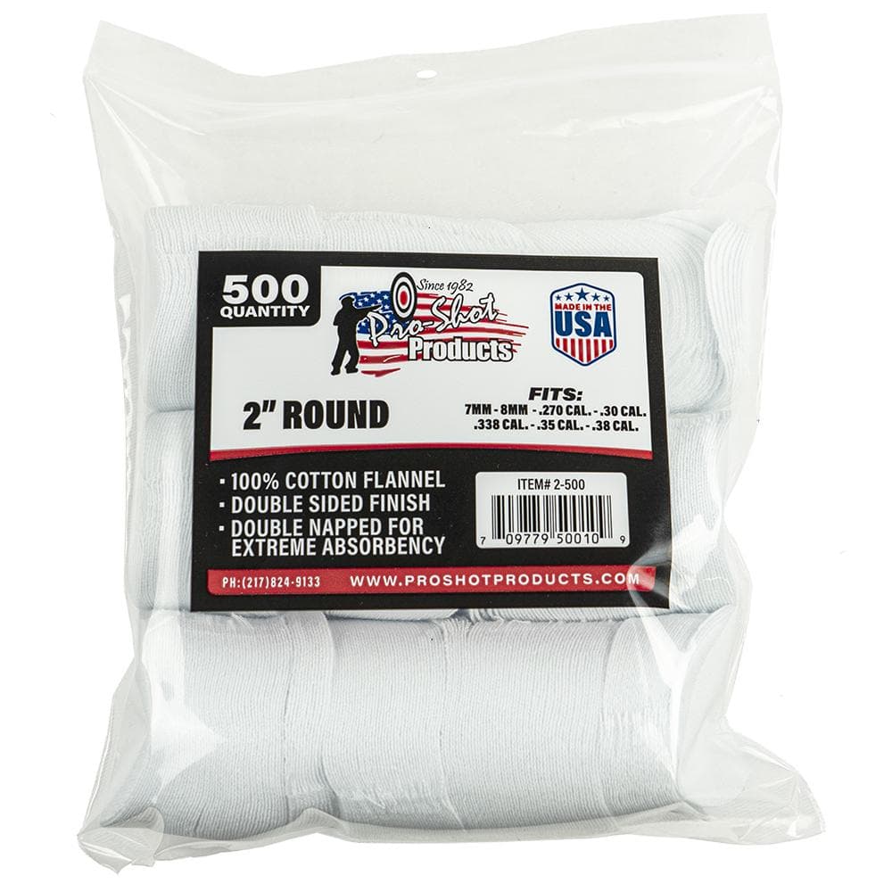 Pro-Shot 2" Round 100% Cotton Patches 500/ct