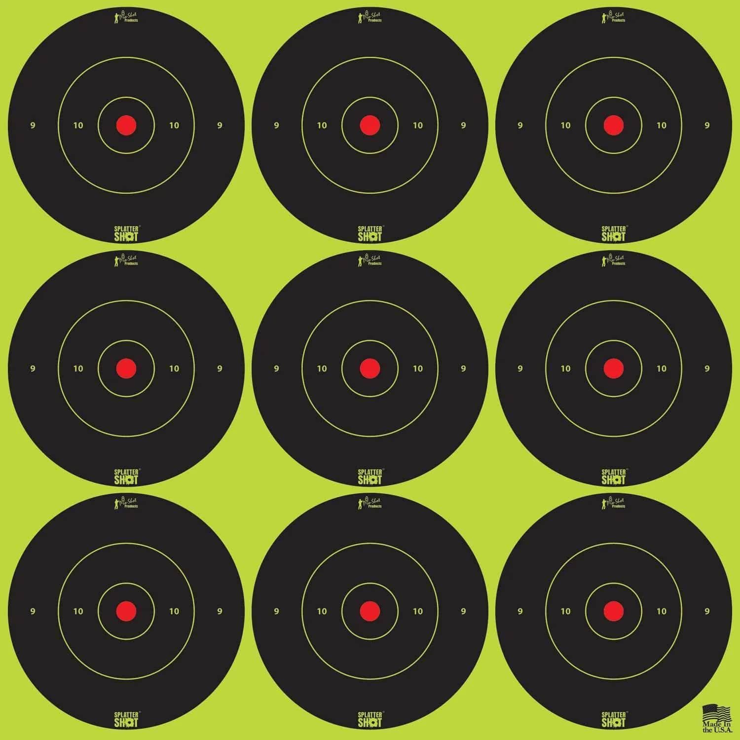 Pro-Shot 2" SplatterShot Green Bullseye Targets Peel and Stick 108/ct
