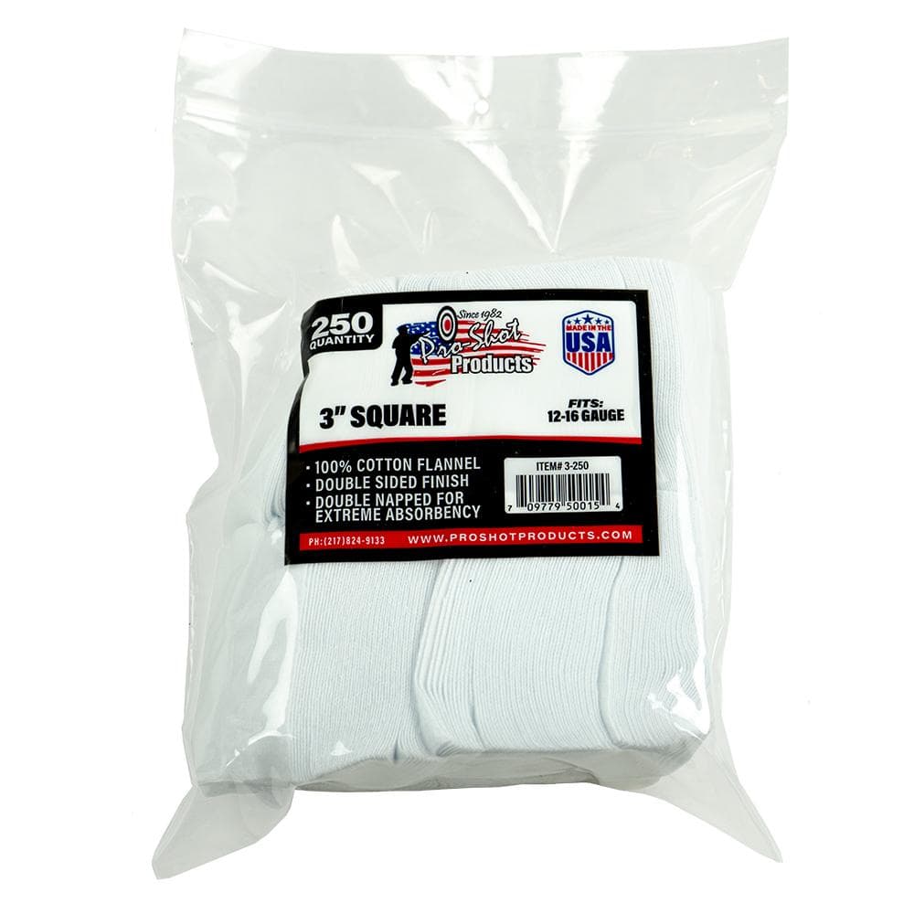 Pro-Shot 3" Square 100% Cotton Patches 250/ct