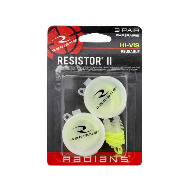 Radians Resistor II High Visibility Reusable Earplugs 27dB 3/ct