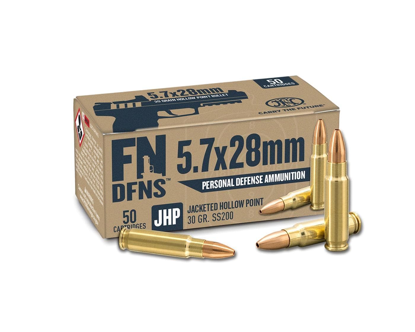 FN USA DFNS SS200 Personal Defense Ammunition 5.7x28mm 30gr JHP 1894 fps 50/ct