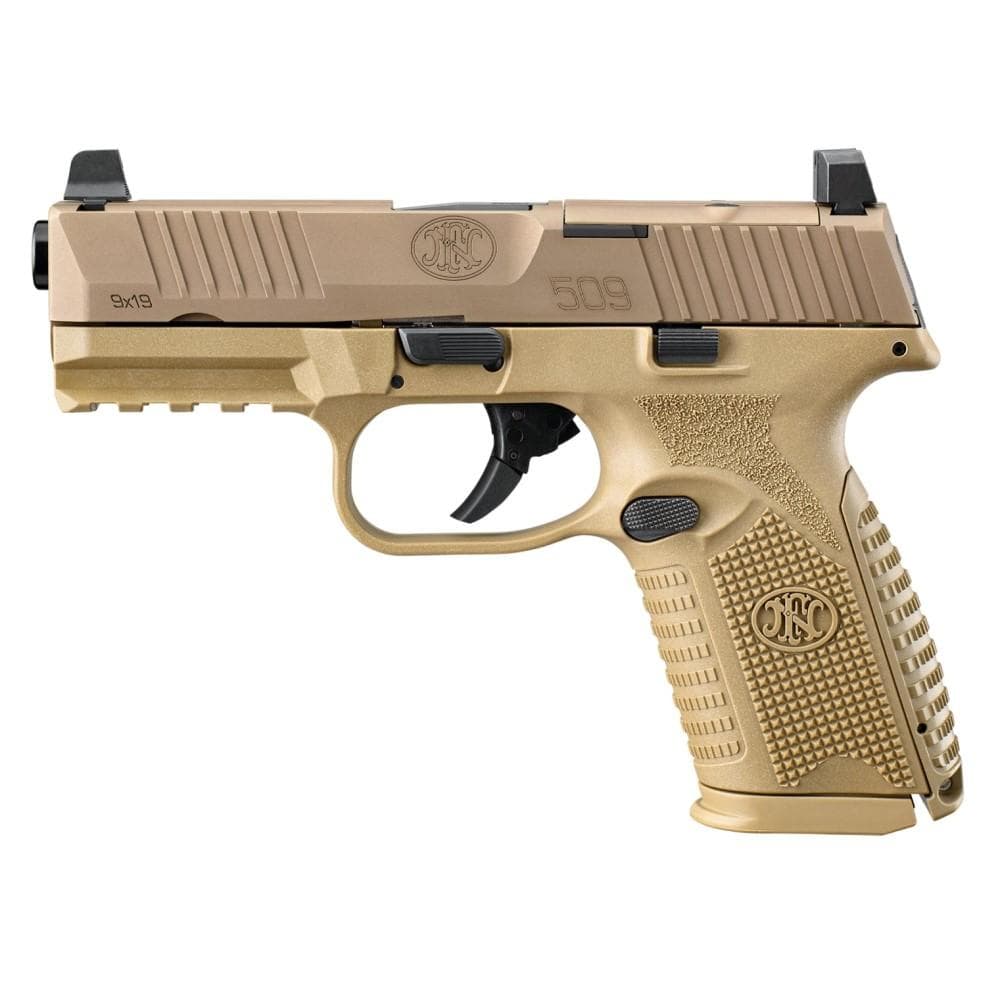 FN 509 Midsize MRD Handgun 9mm Luger 15rd Magazines (2) 4" Barrel FDE NMS