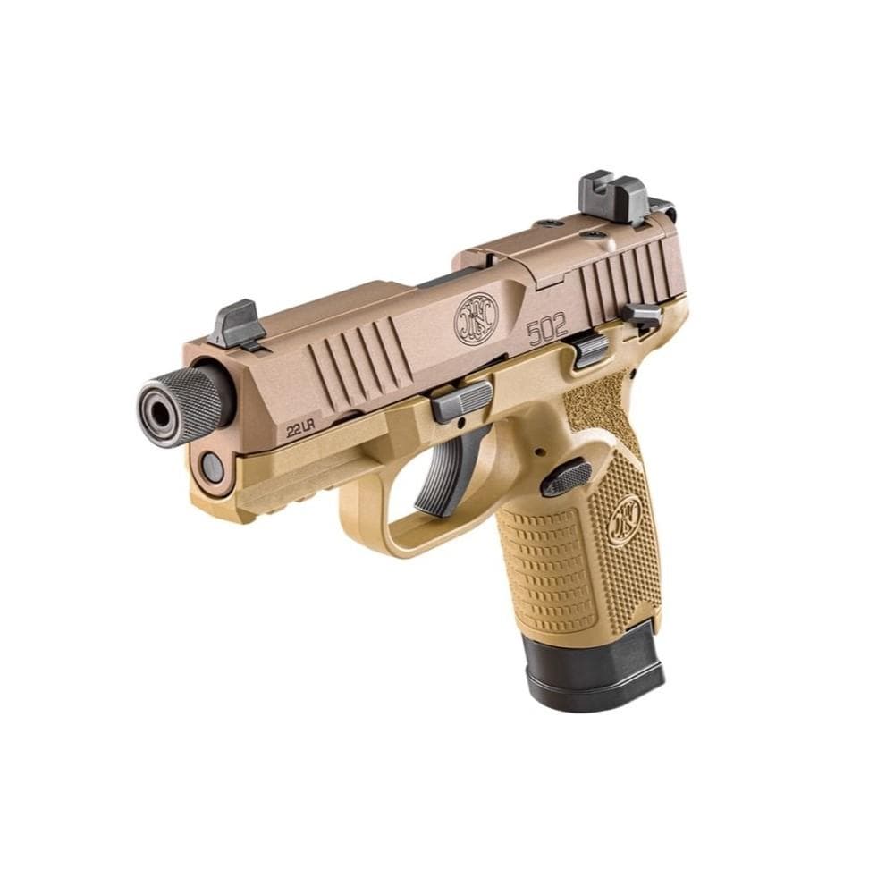FN USA 502 Tactical Handgun .22 LR 10rd & 15rd Magazines (2) 4.6" Threaded Barrel FDE