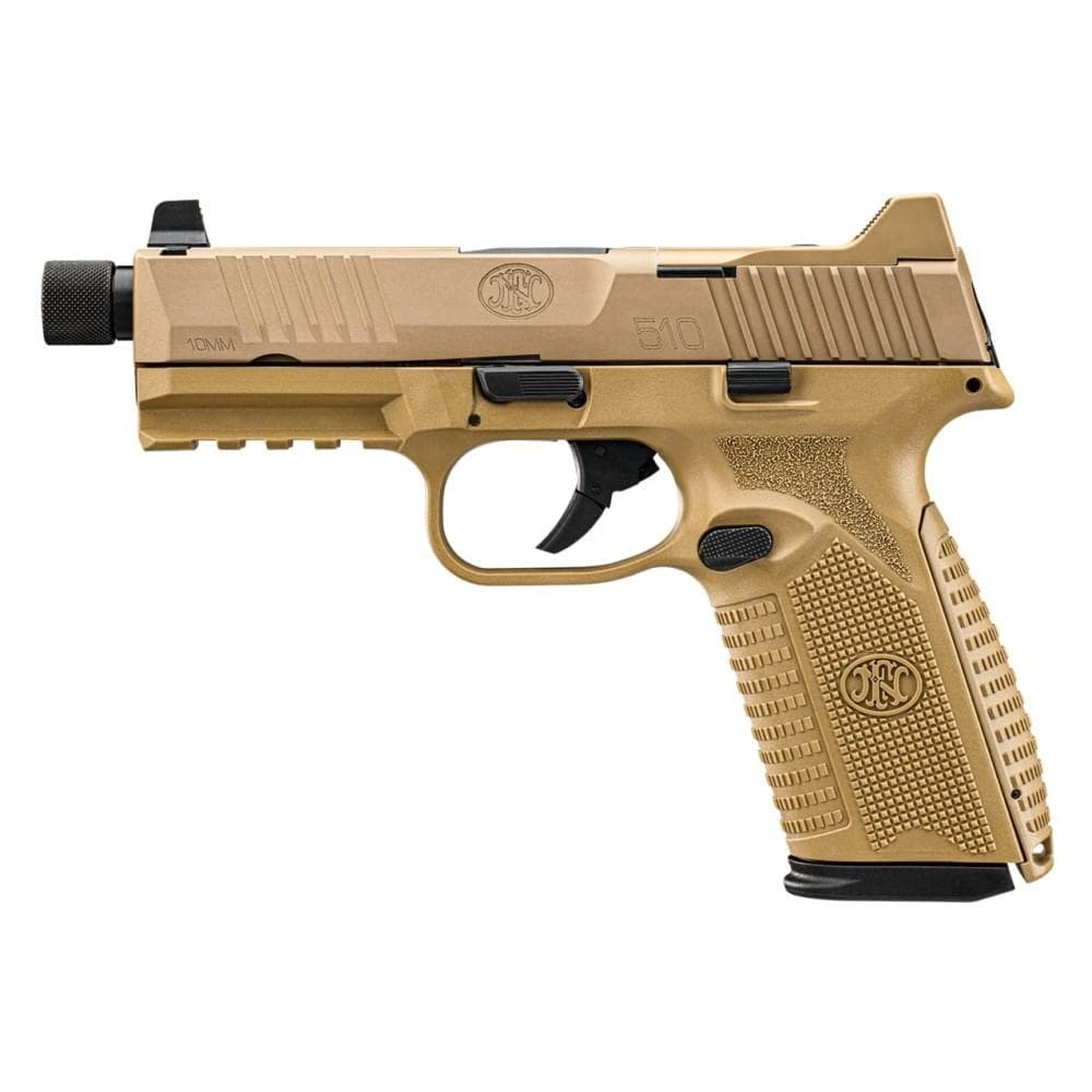 FN 510 Tactical Handgun 10mm 15rd & 22rd Magazines (2) 4.71" Threaded Barrel FDE NMS Night Sights