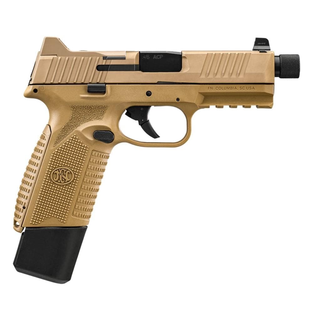 FN 545 Tactical Handgun 45 ACP 15rd & 18rd Magazines (2) 4.71" Threaded Barrel FDE NMS Night Sights