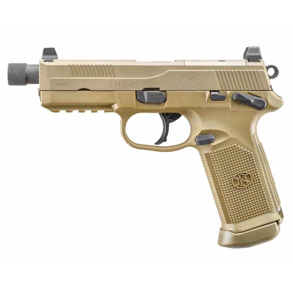 FN FNX-45 Tactical Handgun .45 ACP 15rd Magazines (2) 5.3" Threaded Barrel FDE Night Sights