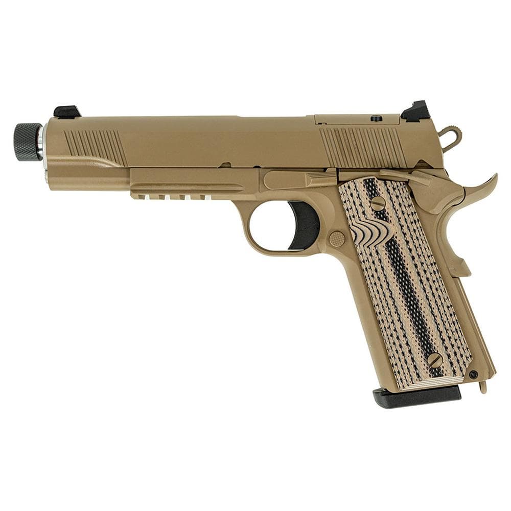 Tisas 1911 B45RGD TH Raider Handgun .45 ACP 8rd Magazines(2) 5.5" Threaded Barrel FDE Cerakote