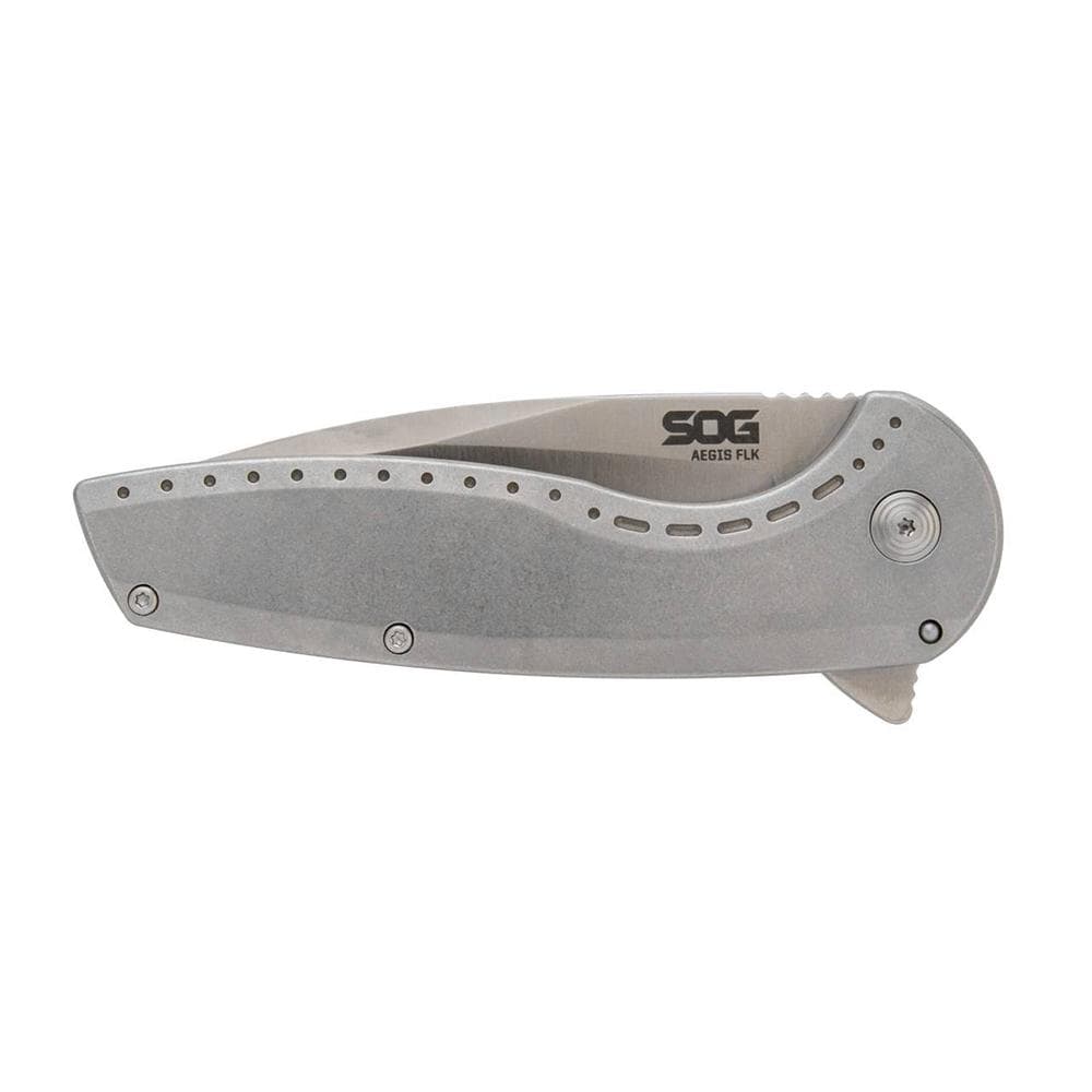 SOG Knives Aegis FLK 2.0 Folding Knife 3-1/4" Drop Point Blade Silver Blister