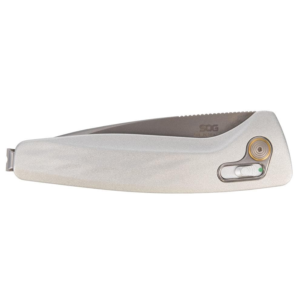 SOG Knives One-Zero AU Folding Knife 3-1/10 Drop Point Blade Silver Chrome