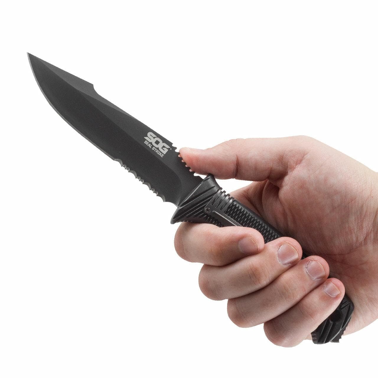 SOG SEAL Strike Knife 4.9" Partially Serrated Blade Black